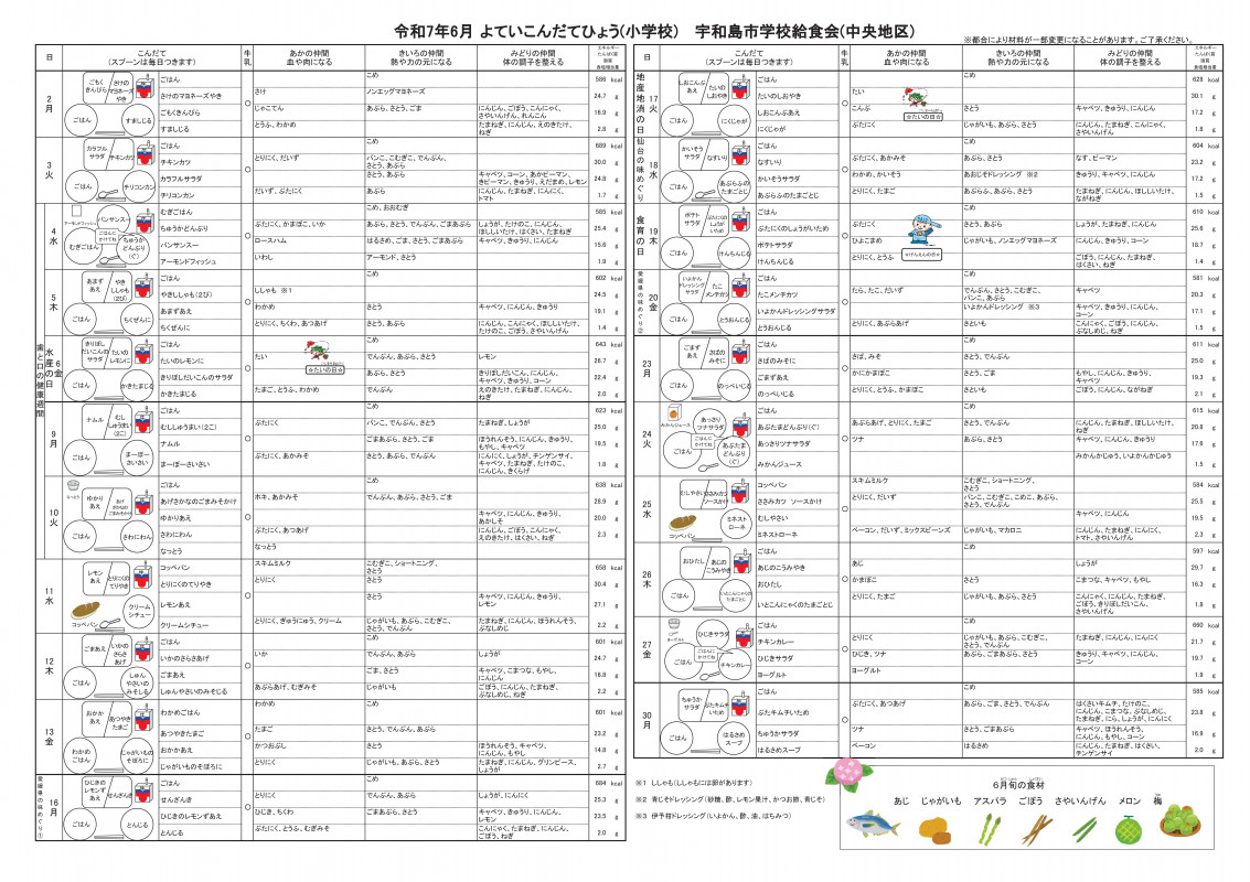 2025. 6 献立表　小学校