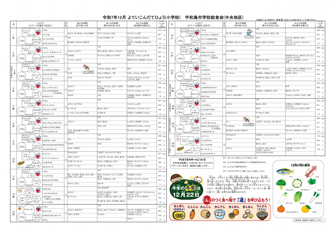 2025.12 献立表(小)